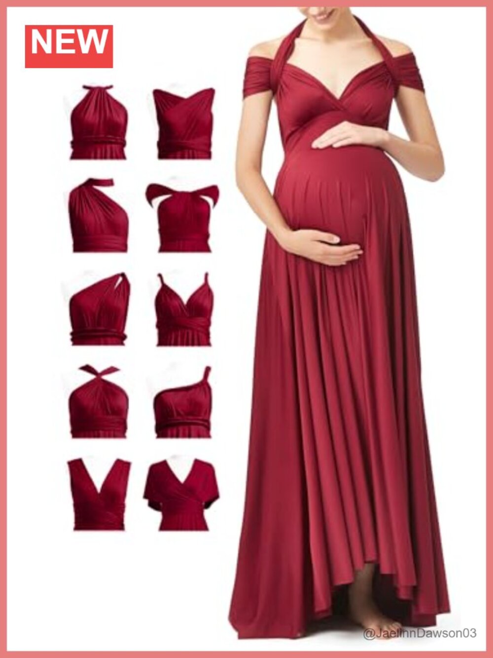 Maternity Multi-Way Wrap Maxi Dress for Baby Shower & Formal